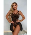 YNT Siyah Özel Bölgesi Açık Babydoll Gecelik 15035