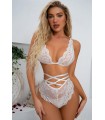 YNT Beyaz Dantelli Babydoll Takım 16023