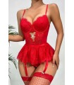 YNT Kırmızı Dantelli Etekli Babydoll Takım 16517